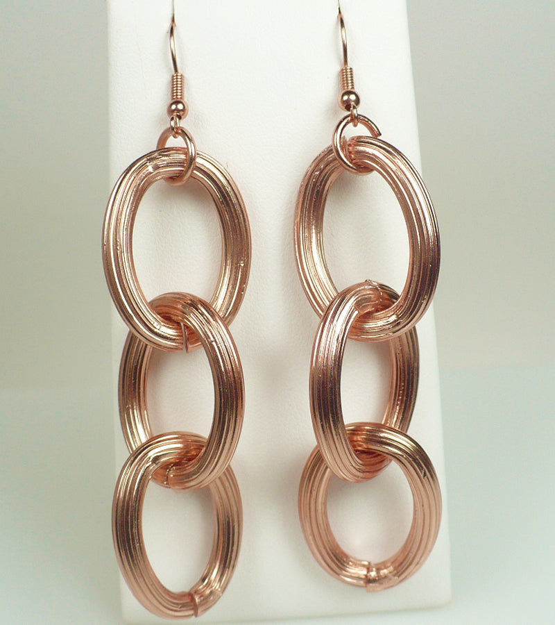 Matte Rose Gold Cable Link Earrings