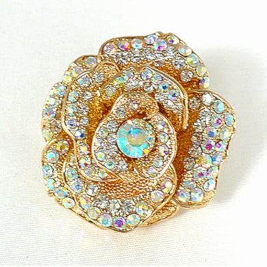Large Pave Crystals Rose Ring