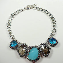 Blue Jeweled Statement Necklace Set