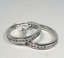 Sterling Silver CZ Hoop Earrings
