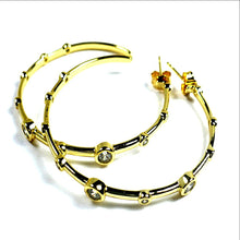 14K Gold Vermeil CZ Bamboo Hoops