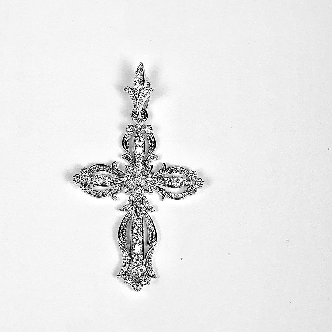 CZ Filigree Sterling Silver Cross