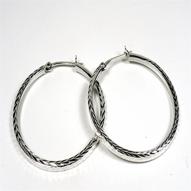 Diamond Cut Sterling Silver Hoop Earrings