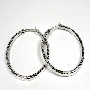 Diamond Cut Sterling Silver Hoop Earrings