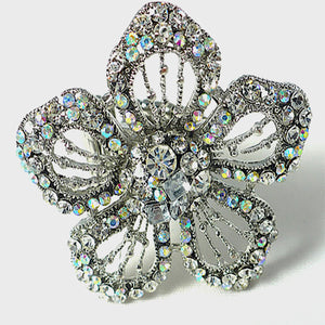 Crystal Flower Stretch Cocktail Ring