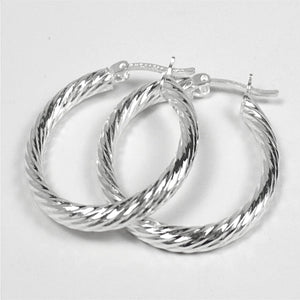 Sterling Silver Ridged Hoop Earrings