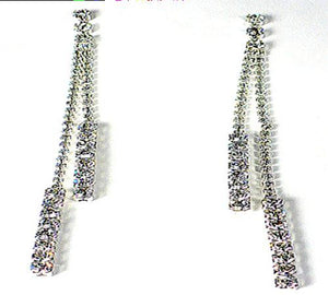 Silvertone and Crystal Line Drop Earrings