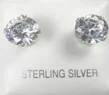 Sterling Silver 6 mm Clear CZ Stud Earrings