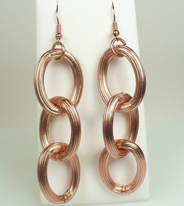 Matte Rose Gold Cable Link Earrings