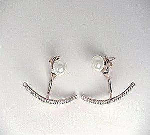 Rose Gold Pearl Front-Back Earrings