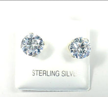 Sterling Silver 9mm Clear Cubic Zirconia Stud Earrings