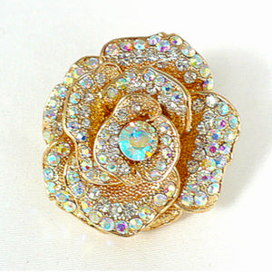Large Pave Crystals Rose Ring