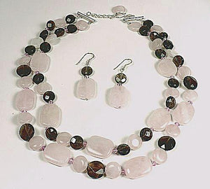 Rose Quartz Necklace and Earrings Set