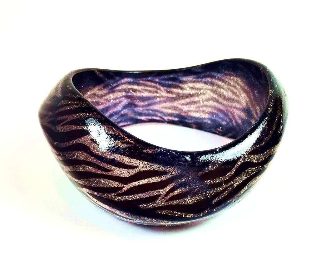 Black and Violet Animal Print Glitter Bangle