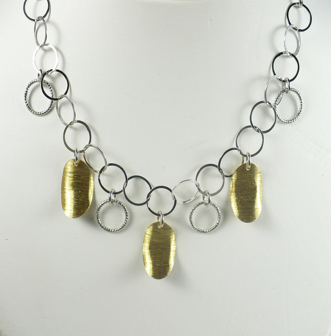 Gold Vermeil Leaves and Sterling Silver Necklace