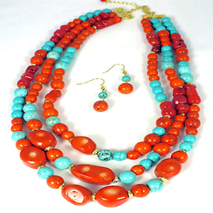 Mixed Stones Layered Necklace Set