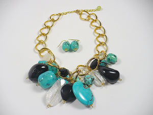 Turquoise Multi Beads Statement Necklace