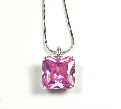 Pink CZ Sterling Silver Pendant