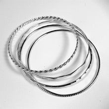 Italian Sterling Silver 4 Bangles Set.