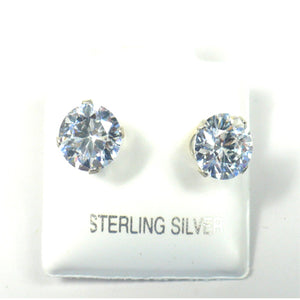 Sterling Silver 9mm Clear Cubic Zirconia Stud Earrings