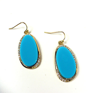 Aqua Oval Drop Earrings