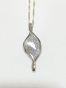 Faceted Clear Crystal Pendant in Sterling Silver