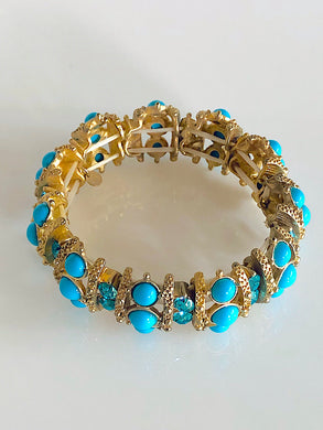 Blue Crystals and Stones Stretch Bracelet
