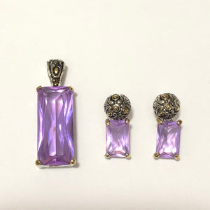Lavender Pendant and Earrings Set