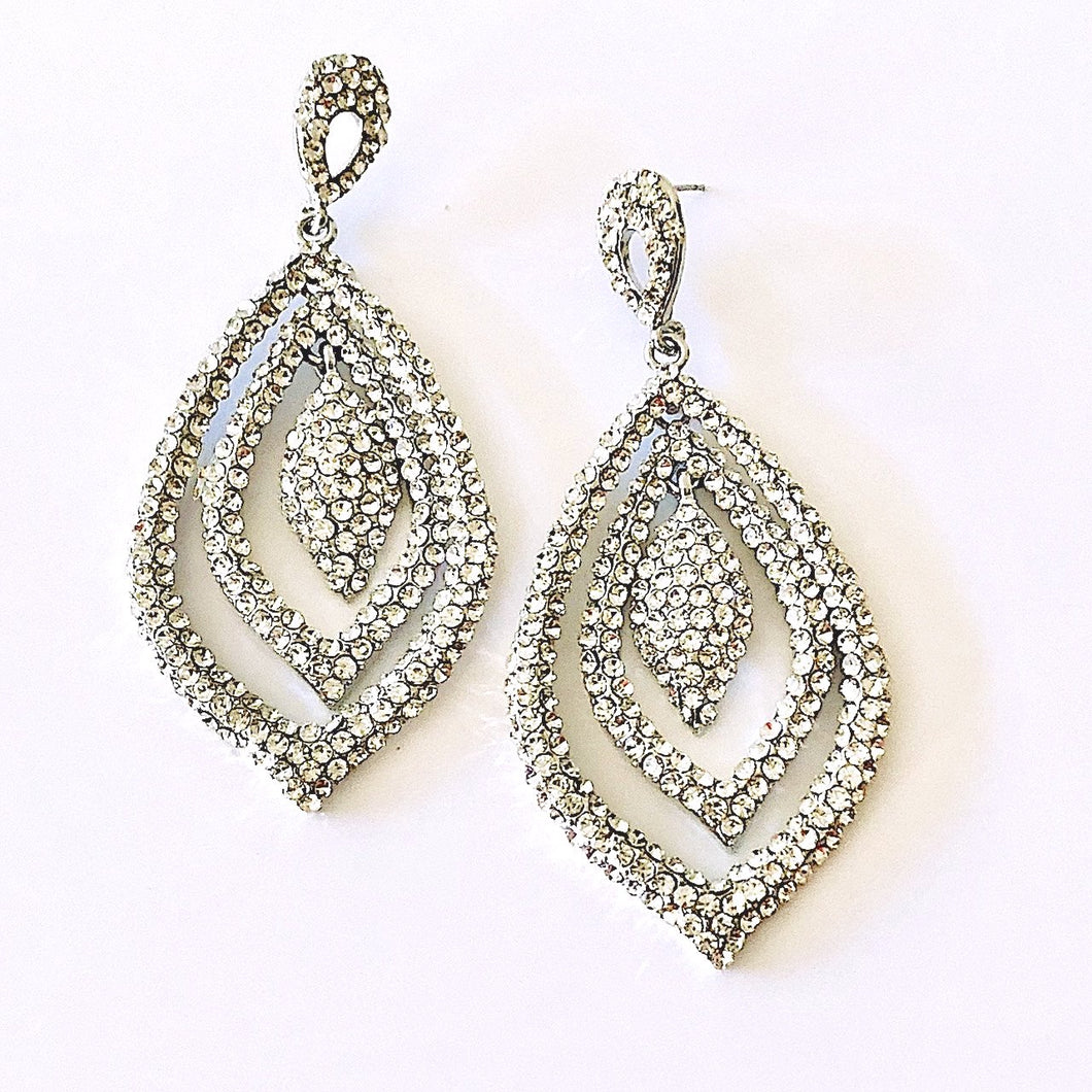 Pave Crystals Teardrop Fashion Earrings