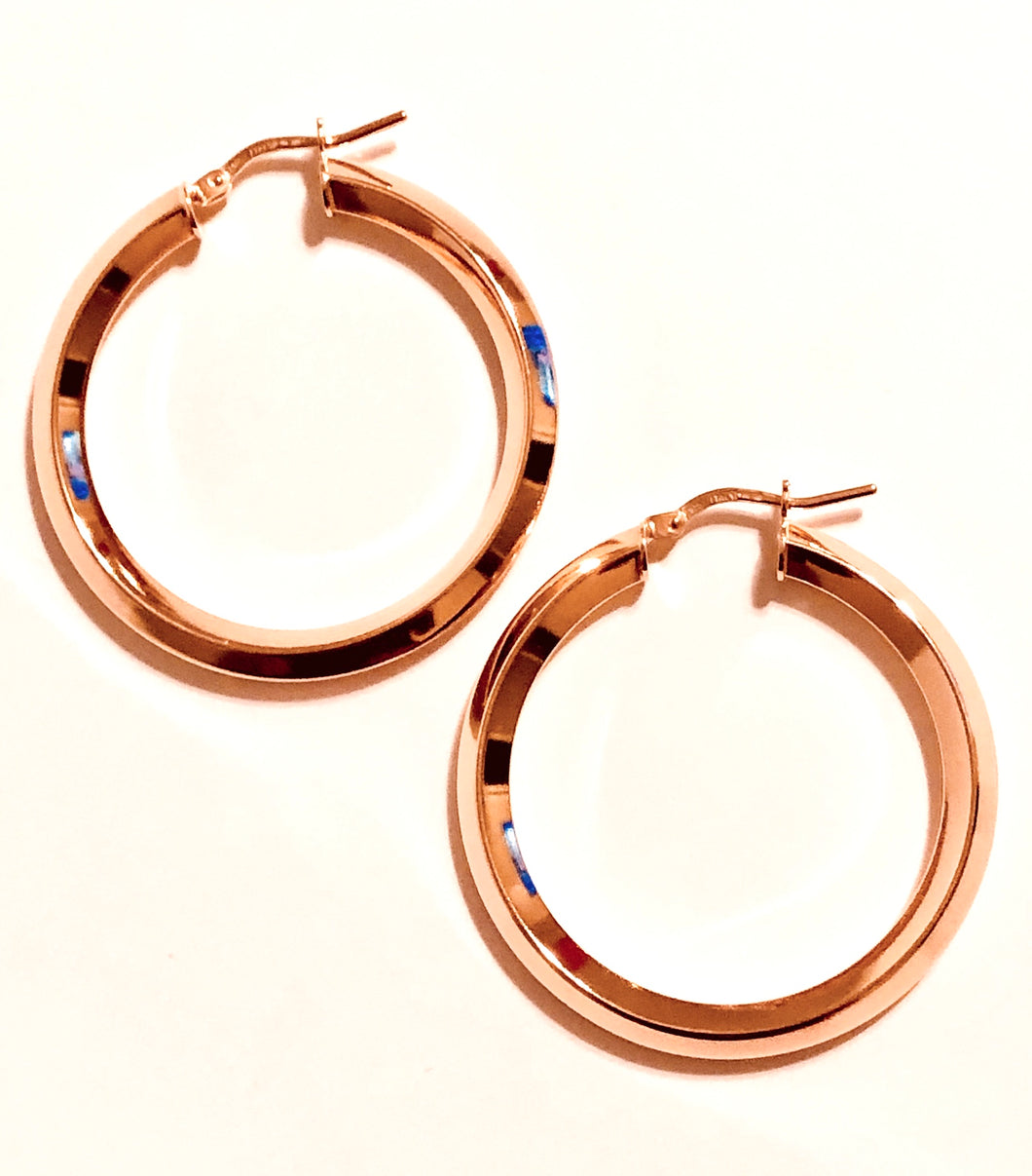Rose Gold Plated Edged Hoops