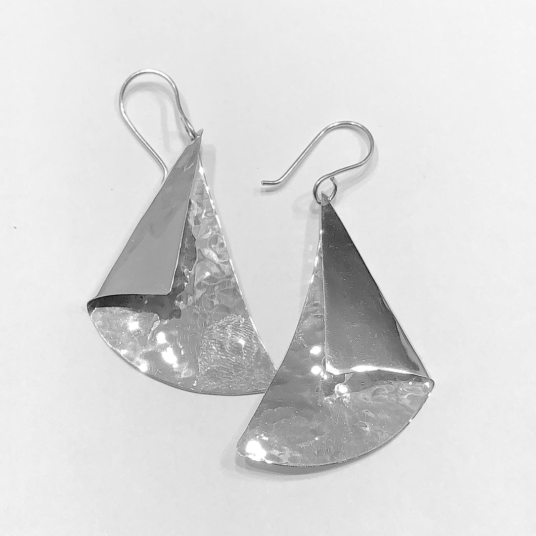 Sterling Silver Fold Over Triangle Earrings.