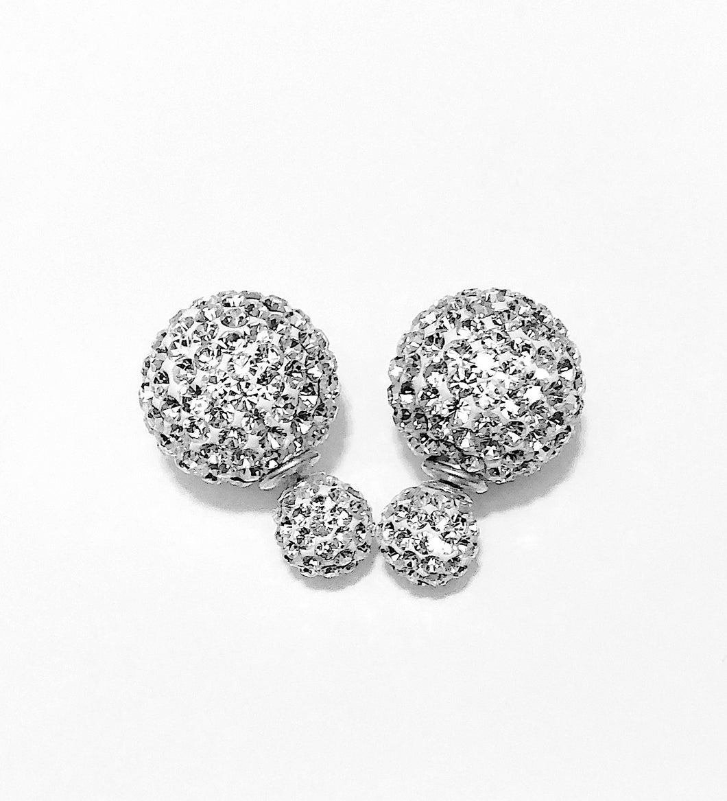 Sterling Silver Fireball Front-Back Design Earrings.