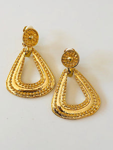 Goldtone Fashion Design Clip on Earrings