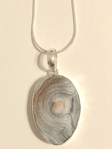 Gray Desert Druzy Pendant and Earrings Set