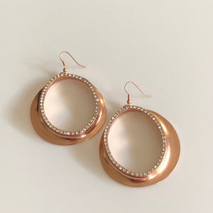Rose Gold Plated Pave Drop Earrings
