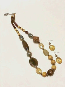 Mixed Beads and Wood Necklace Set