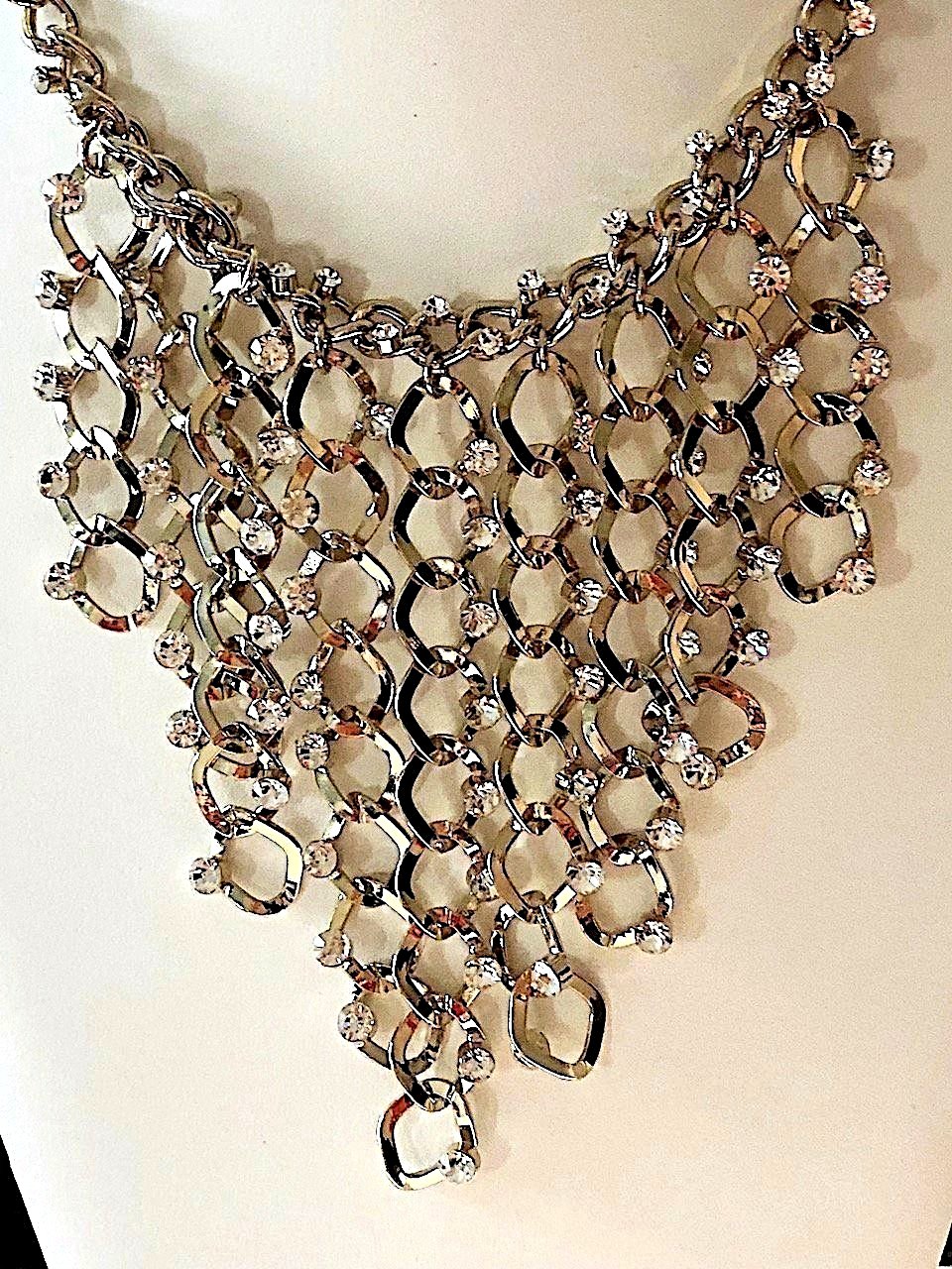 Crystal Fringe Bib Necklace and Earrings Set