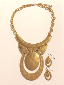 Satin Bronze Tone  Bib Necklace and Earrings