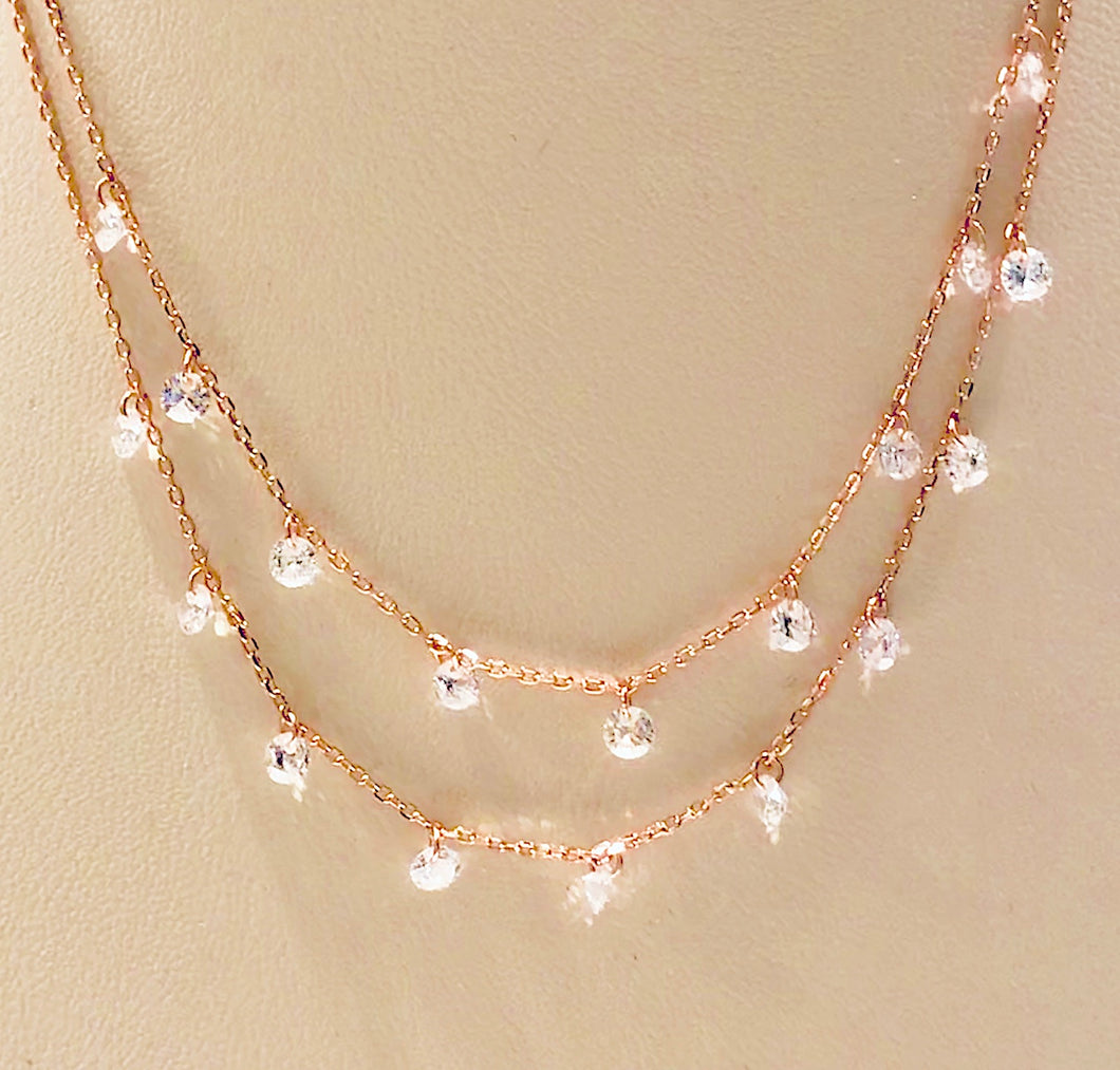 Rose Gold Plated Double Strands Necklace
