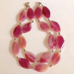 Pink Agate Double Strand Statement Necklace