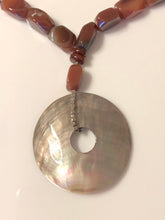 Abalone Shell Pendant on an Agate Necklace