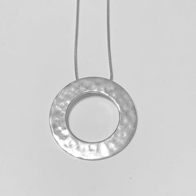 Sterling Silver Hammered Open Circle Design Slide Pendant