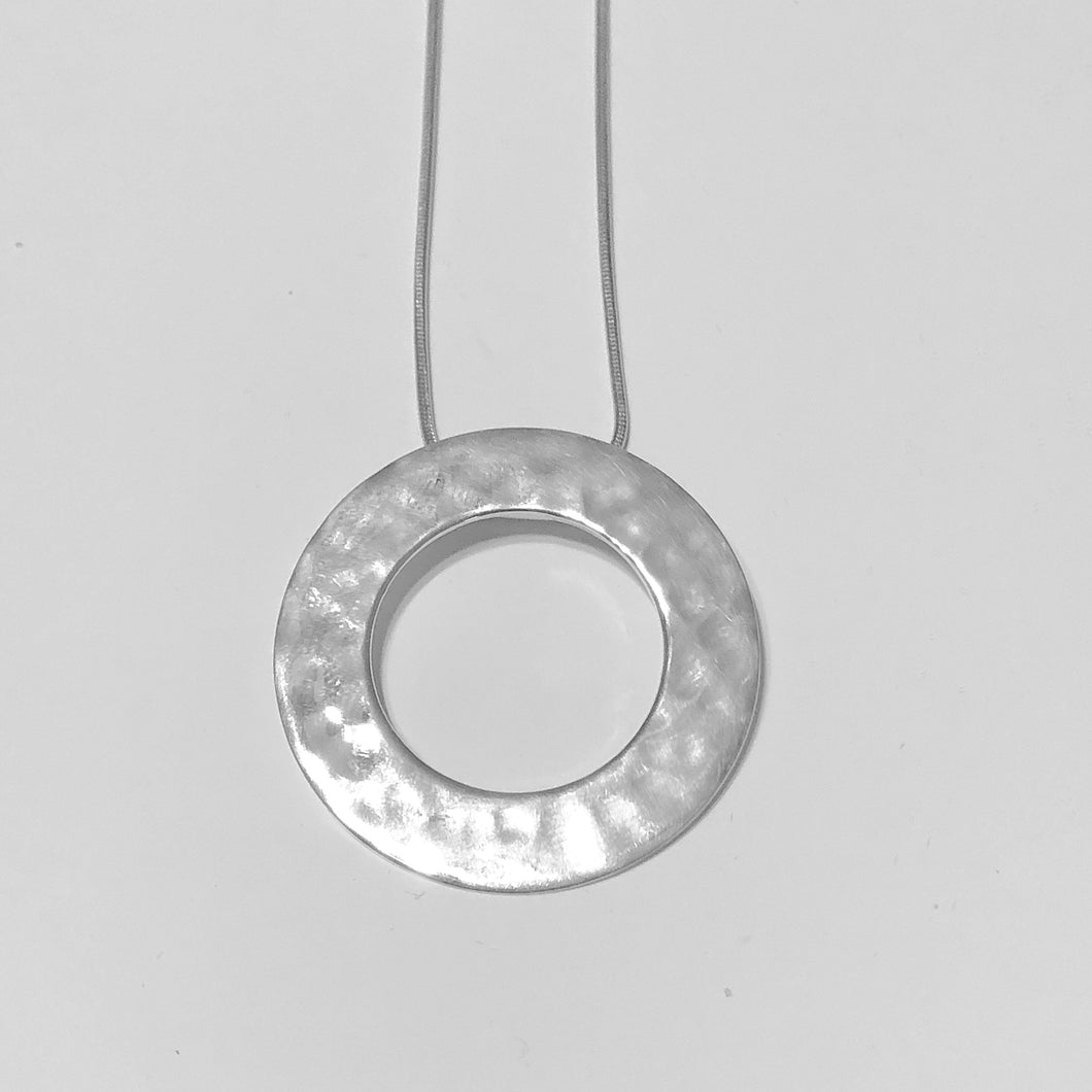 Sterling Silver Hammered Open Circle Design Slide Pendant