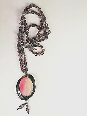 Pink Cabochon Pendant Necklace