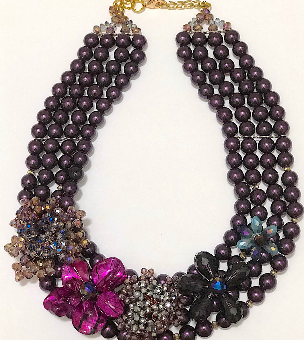Purple Beaded Fashion Necklace