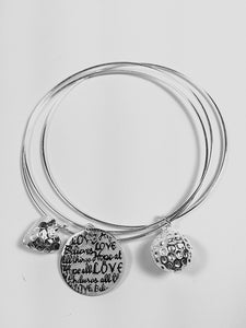 Sterling Silver Triple Bangles Charm Bracelets