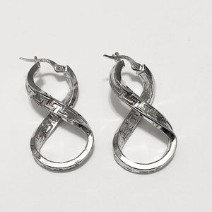 Sterling Silver Greek Key Infinity Earrings
