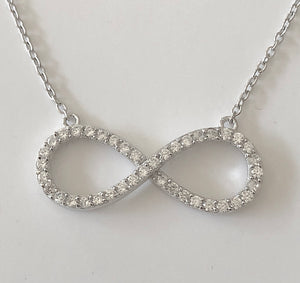Sterling Silver CZ Infinity Pendant Necklace