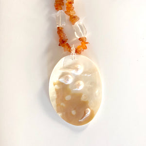 Mother of Pearl Shell Pendant on Nuggets Necklace