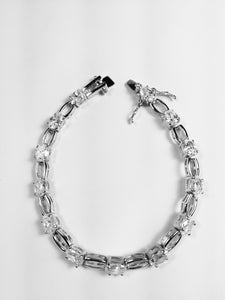 Sterling Silver Oval CZ Link Bracelet